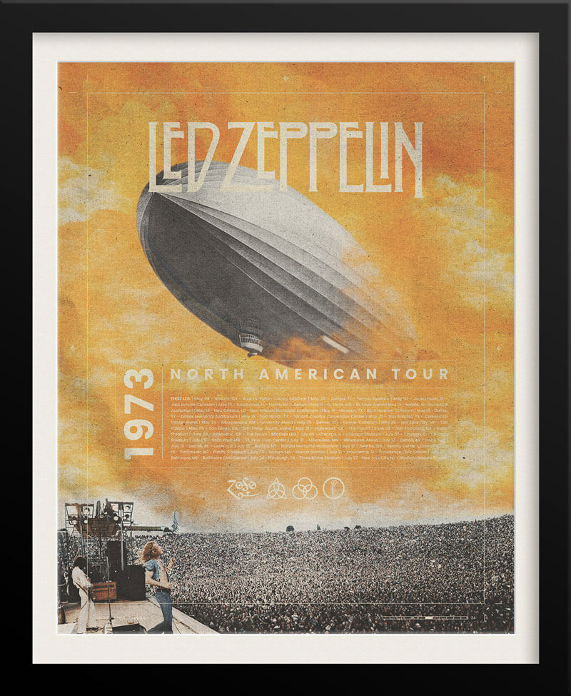 Led Zeppelin 1973 North American Tour – Vintage-Inspired Concert Poster by Tyler Zent