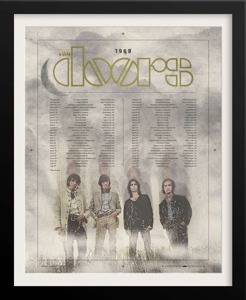 The Doors 1969 Tour – Vintage-Inspired Concert Poster by Tyler Zent