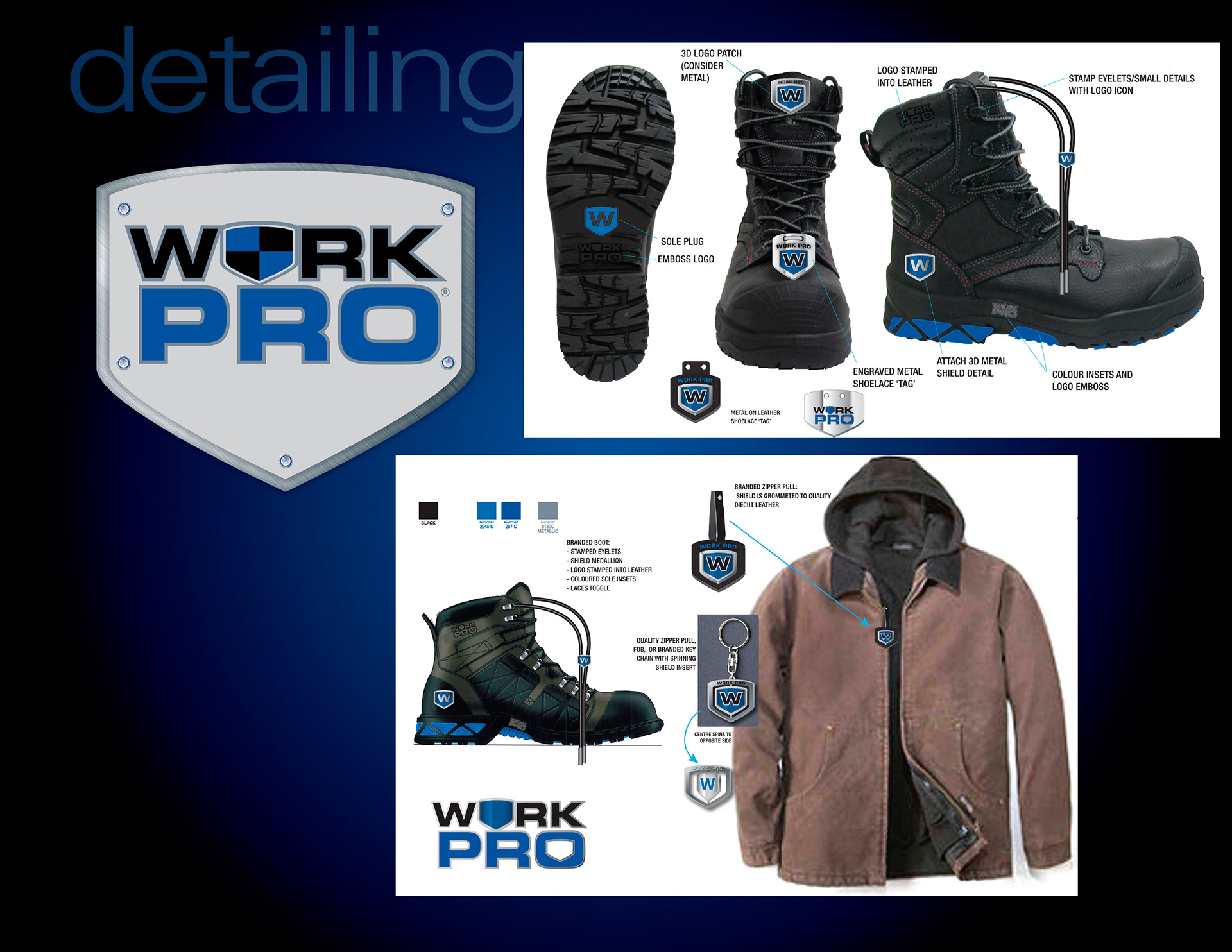 MARKS | WORK PRO BRANDING | CONCEPT BOARD - LOGO APPLICATIONS with MARKO CREATIVE PRODUCTIONS