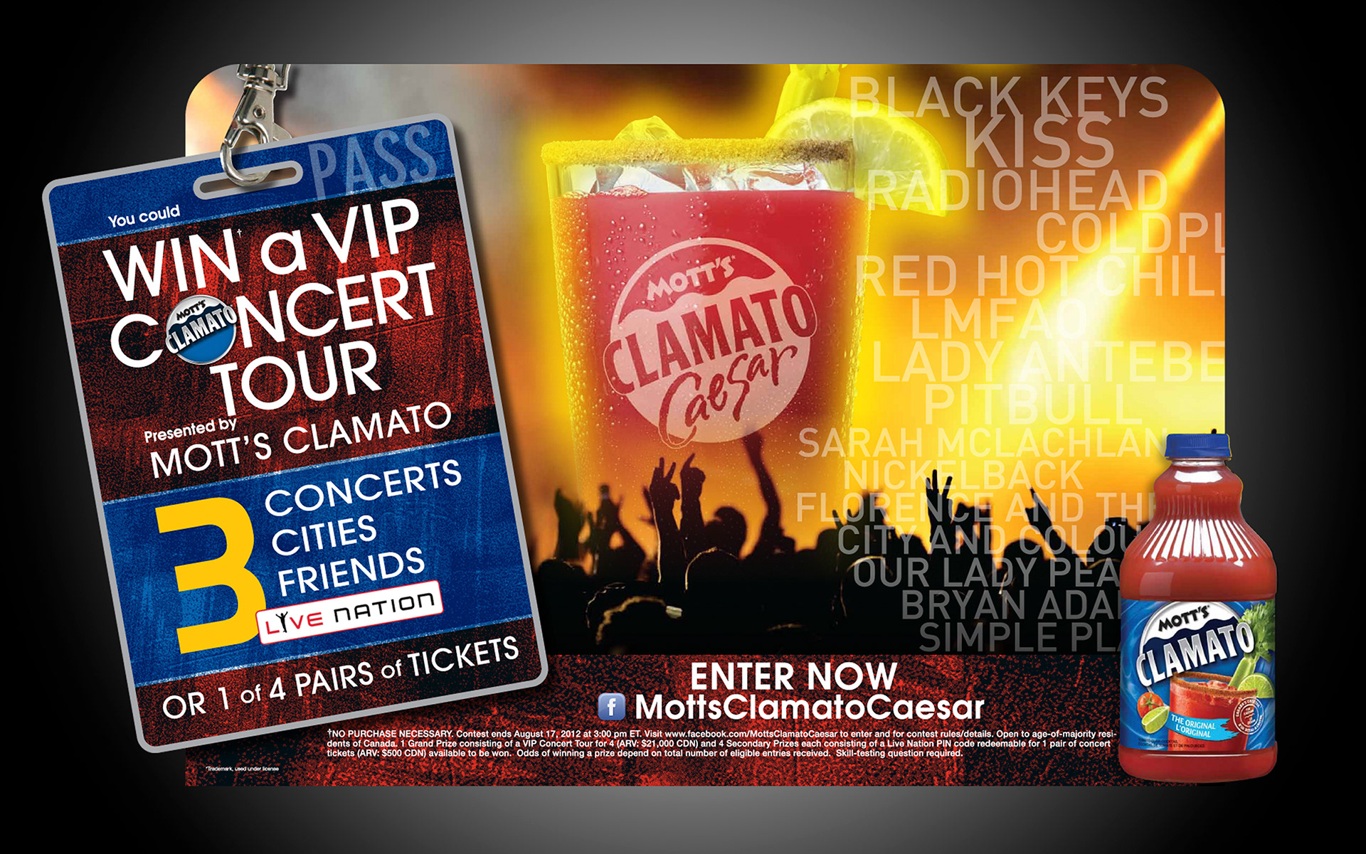 motts clamato VIP concert contest headercard