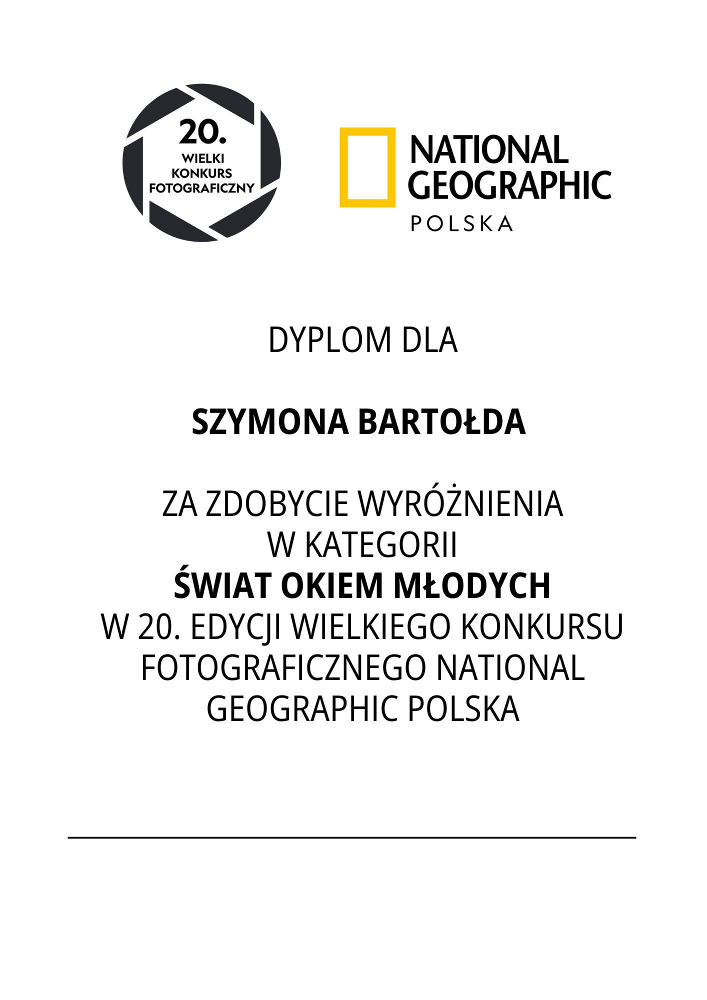 Wyróżnienie w 20 Wielkim Konkursie Fotograficznym Natgeo