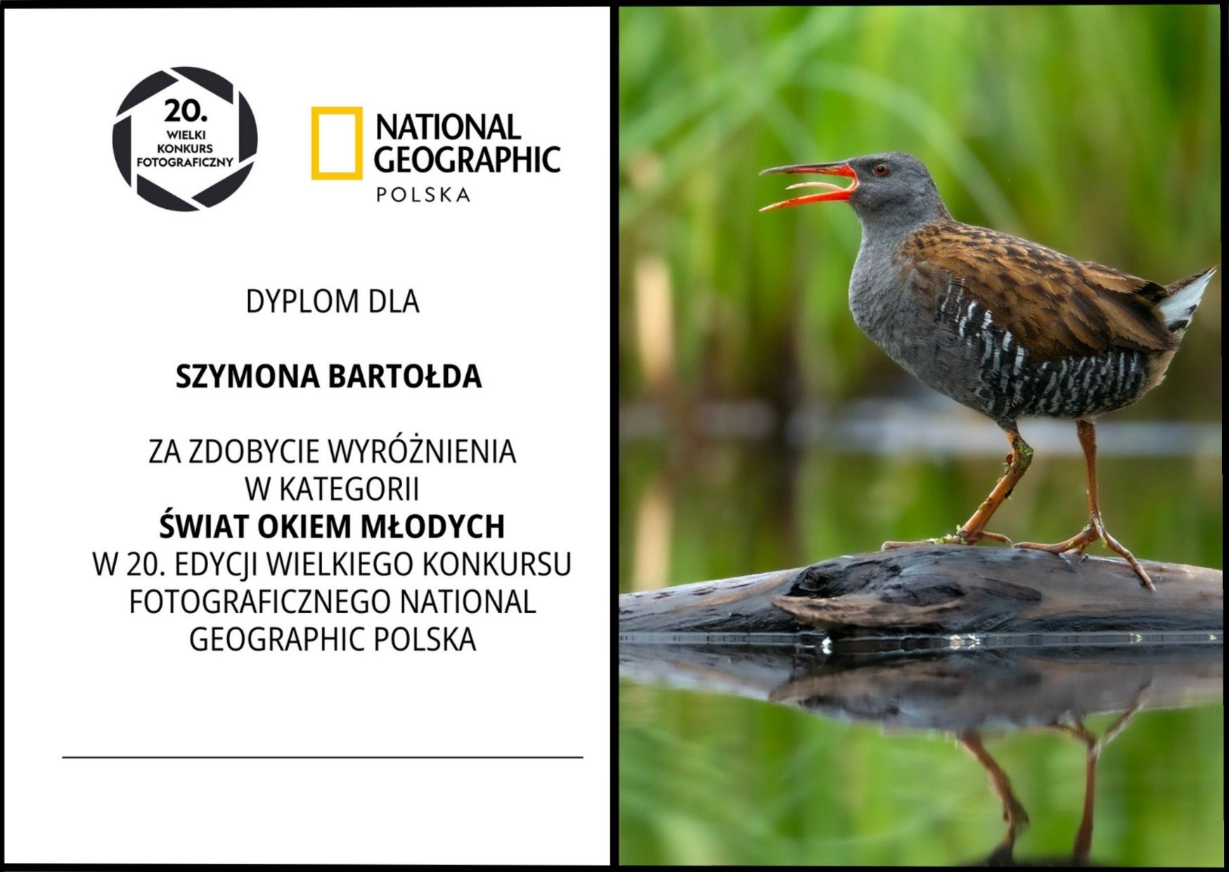 Wyróżnienie w 20 Wielkim Konkursie Fotograficznym Natgeo