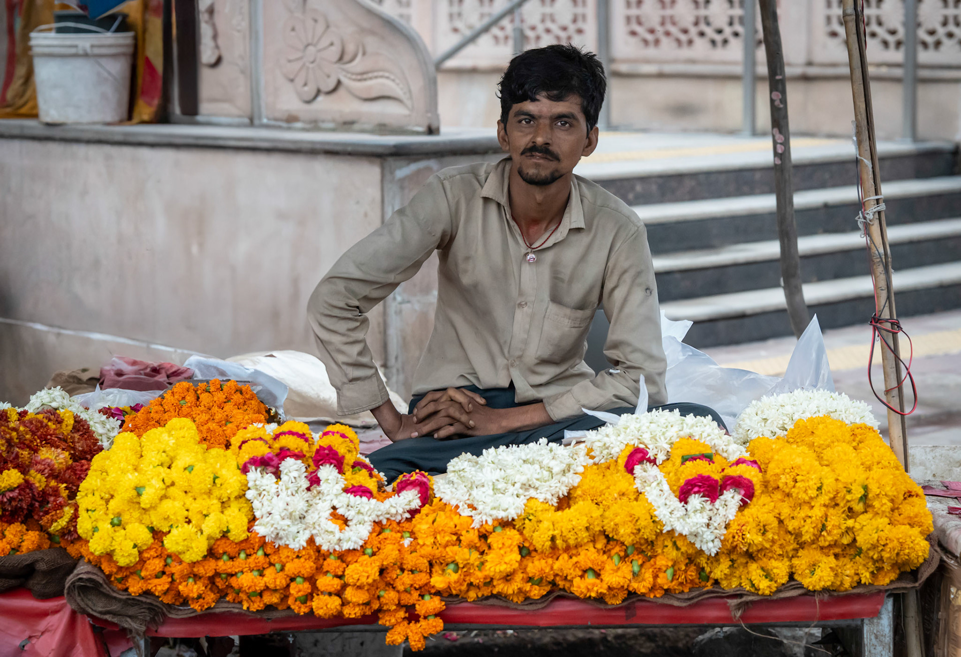 Marigold Garland seller in Jaipur