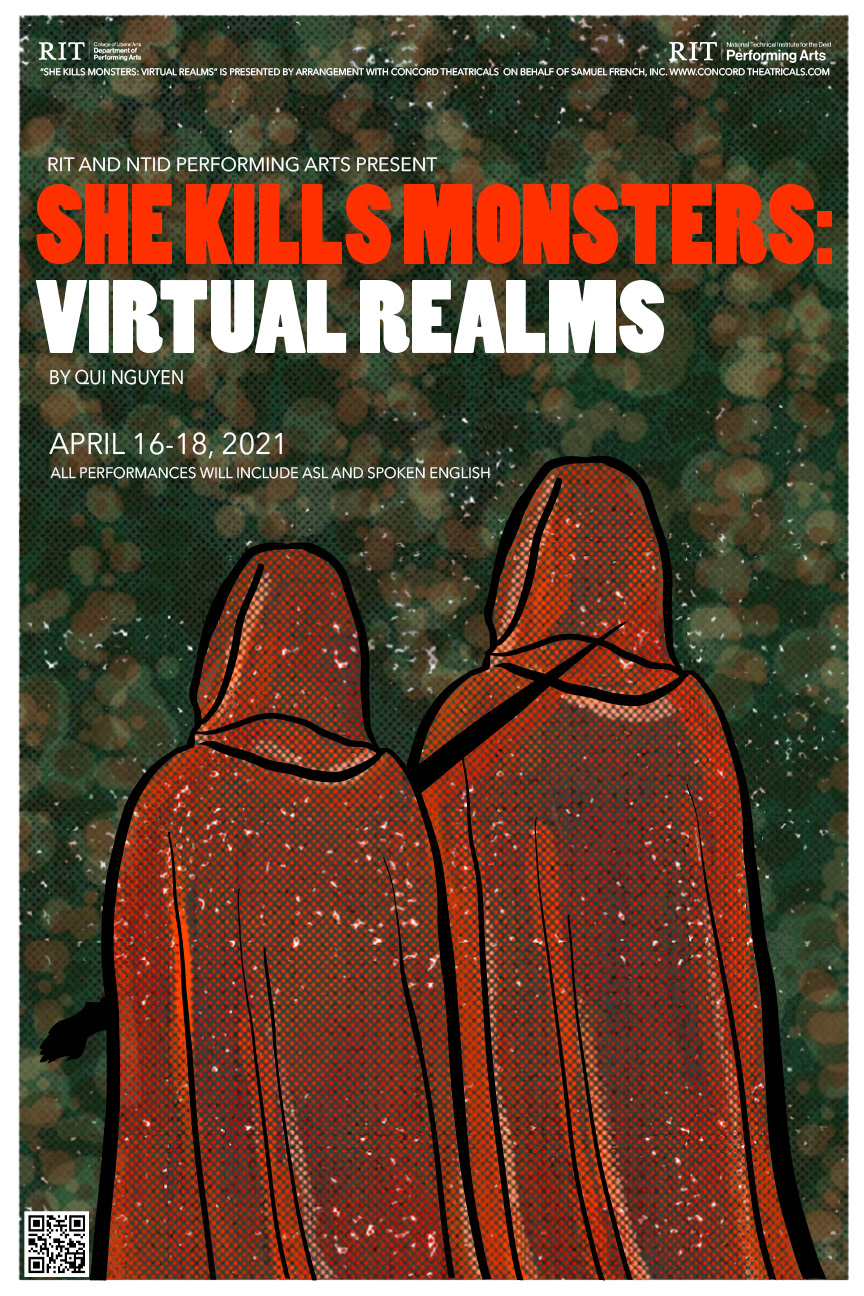 Poster design for She Kills Monsters. Original illustrations.