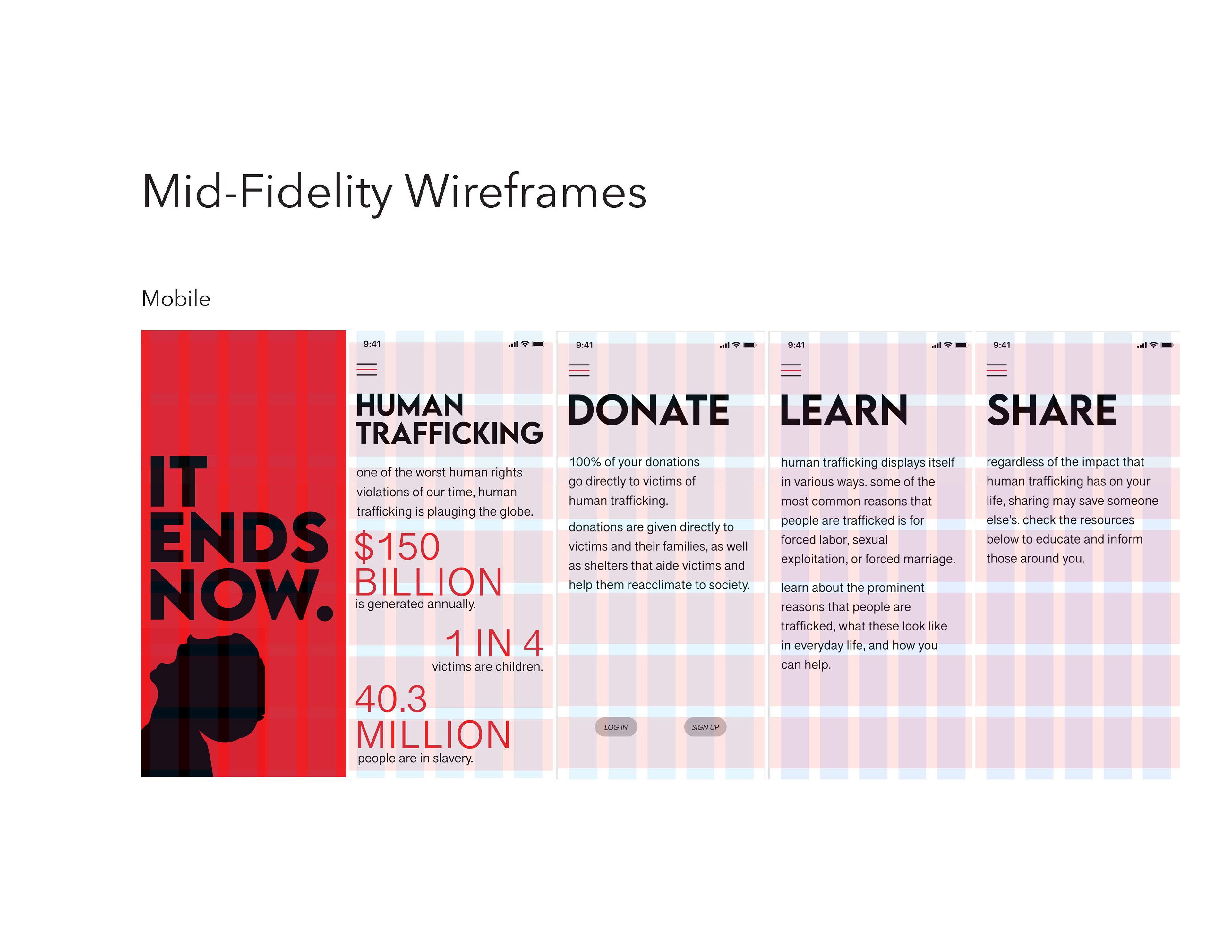 Mid fidelity wireframes.