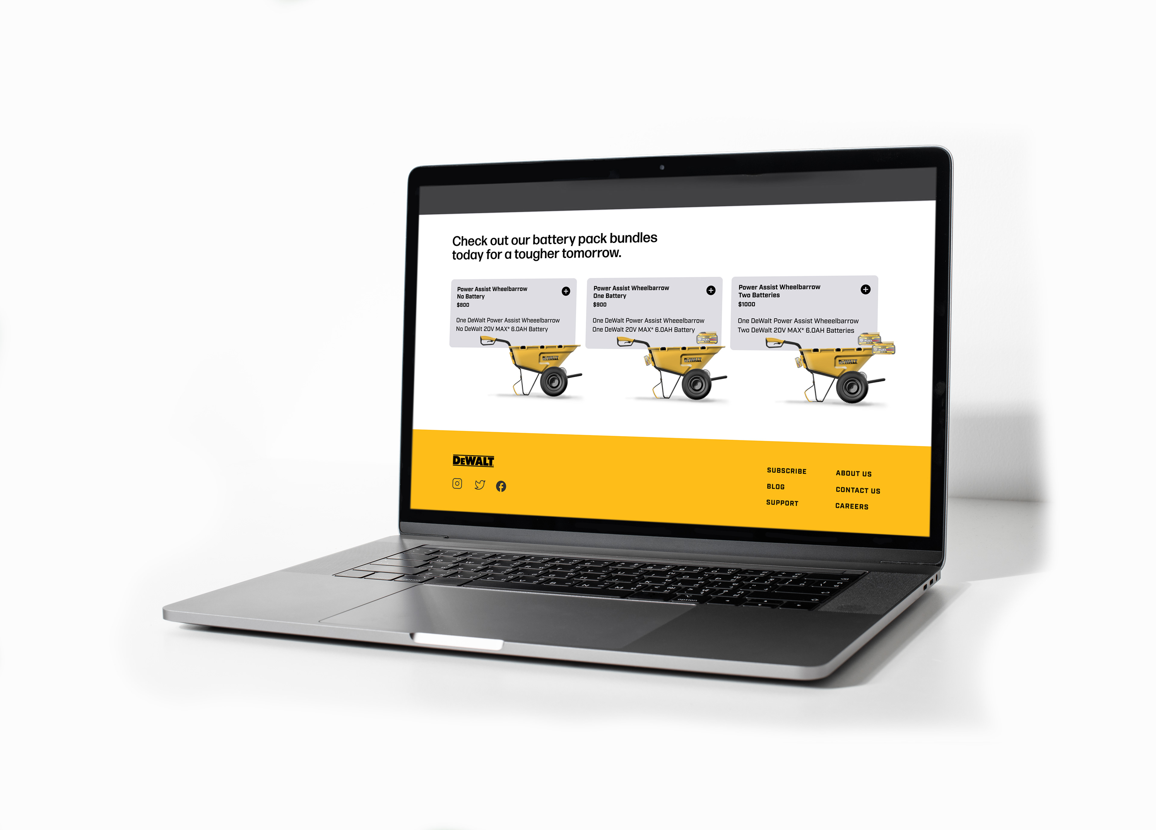 Landing page and footer.