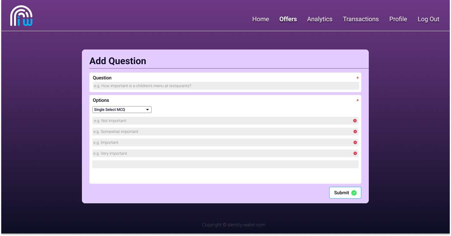 Add Question Pop-Up