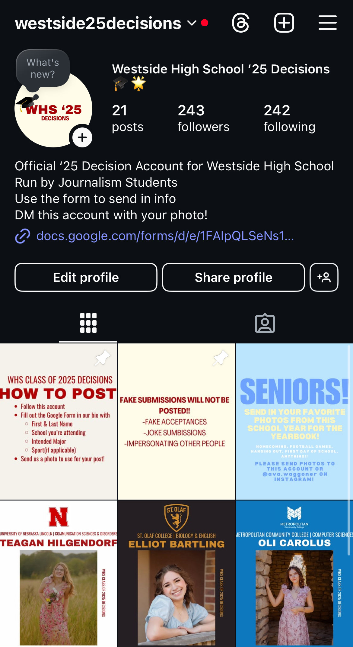 Instagram Account Home Page
