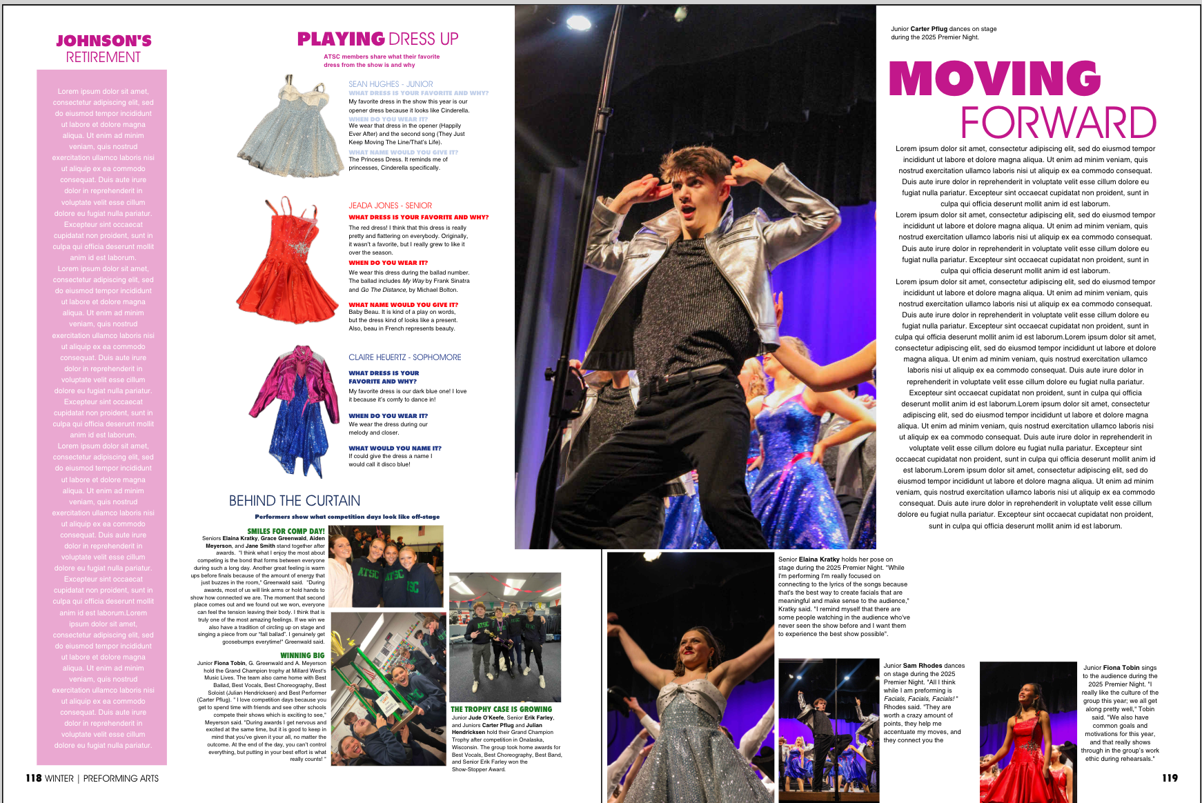 Spread in the 2024/2025 Shield Yearbook - ATSC Show Choir
