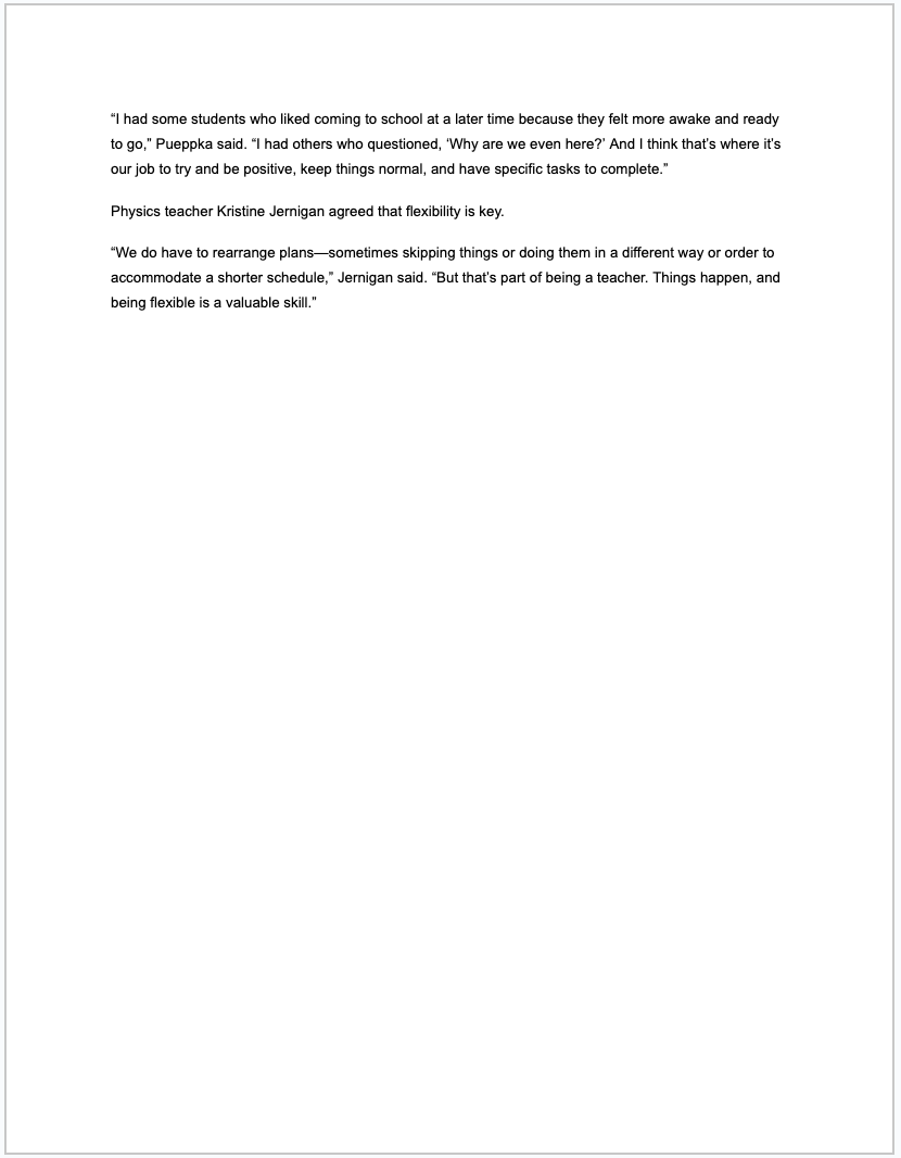 Story written about winter weather for the 2024/2025 Shield Yearbook