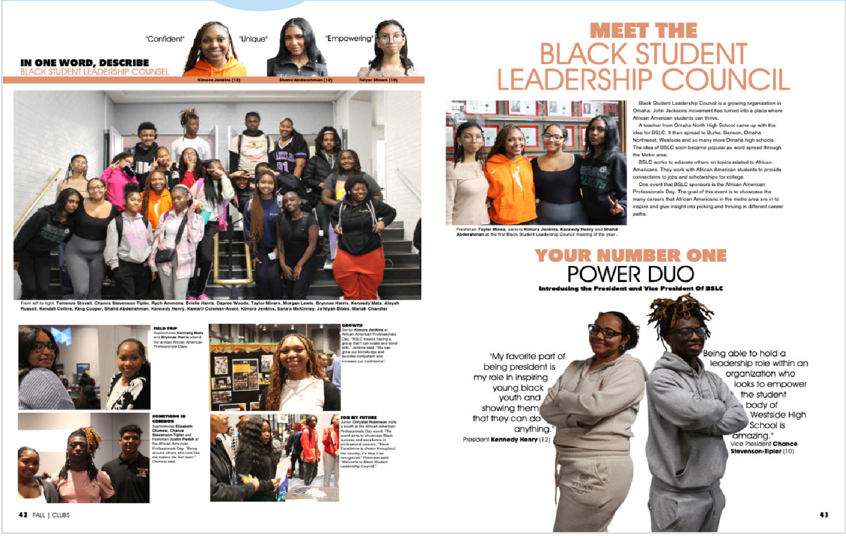 Black Student Leadership Council Yearbook Spread