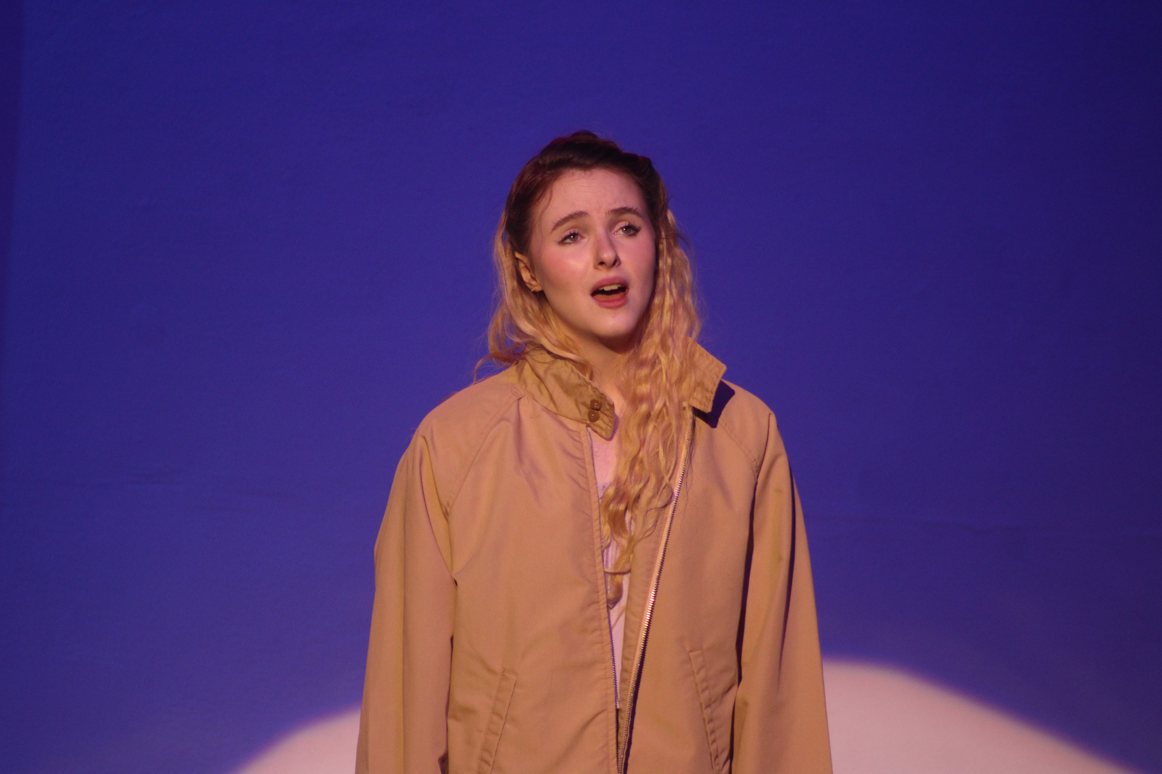 Senior Kailee Bowman sings "S.O.S" while performing in Westside's Mamma Mia: The Musical.