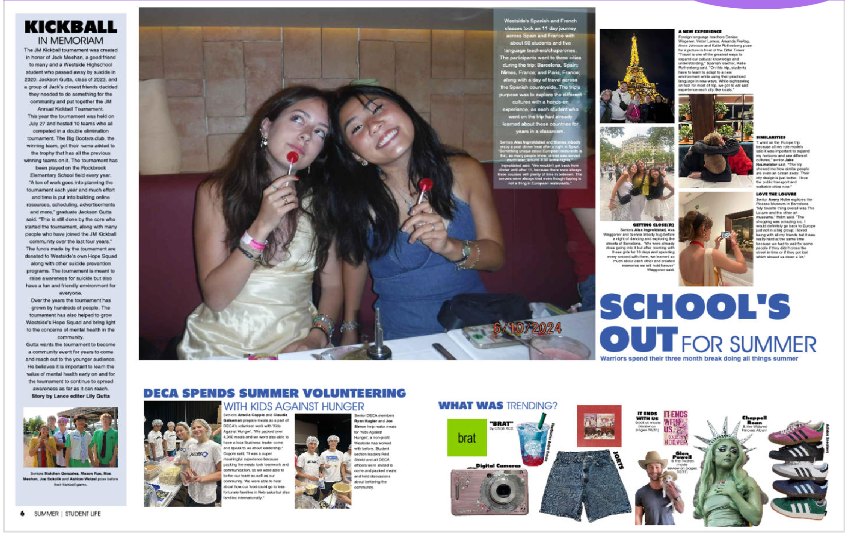 Spread in the 2024/2025 Shield Yearbook, Summer Events