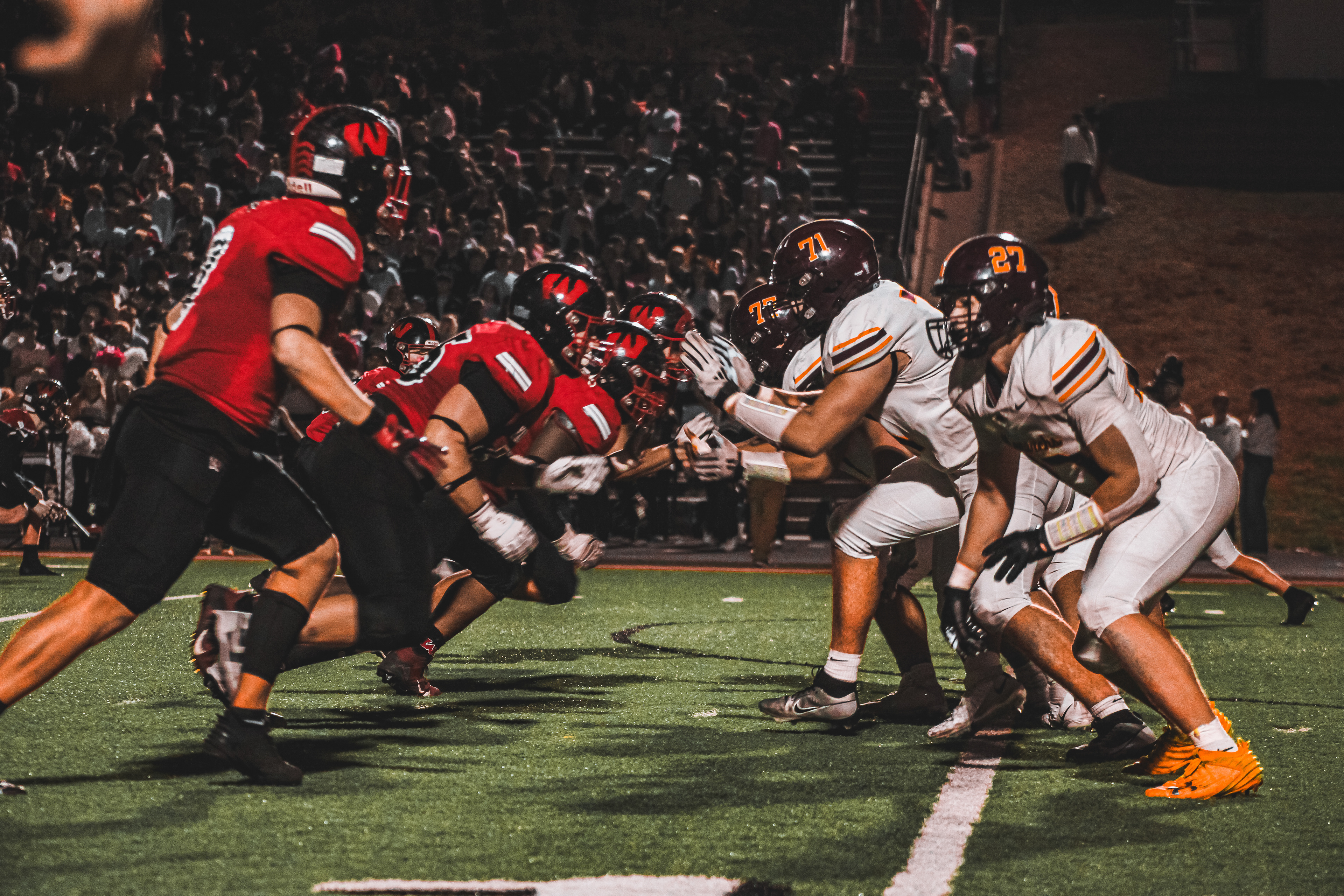 The Warrior Varsity Football team goes head to head with the Papillion-LaVista Monarchs.