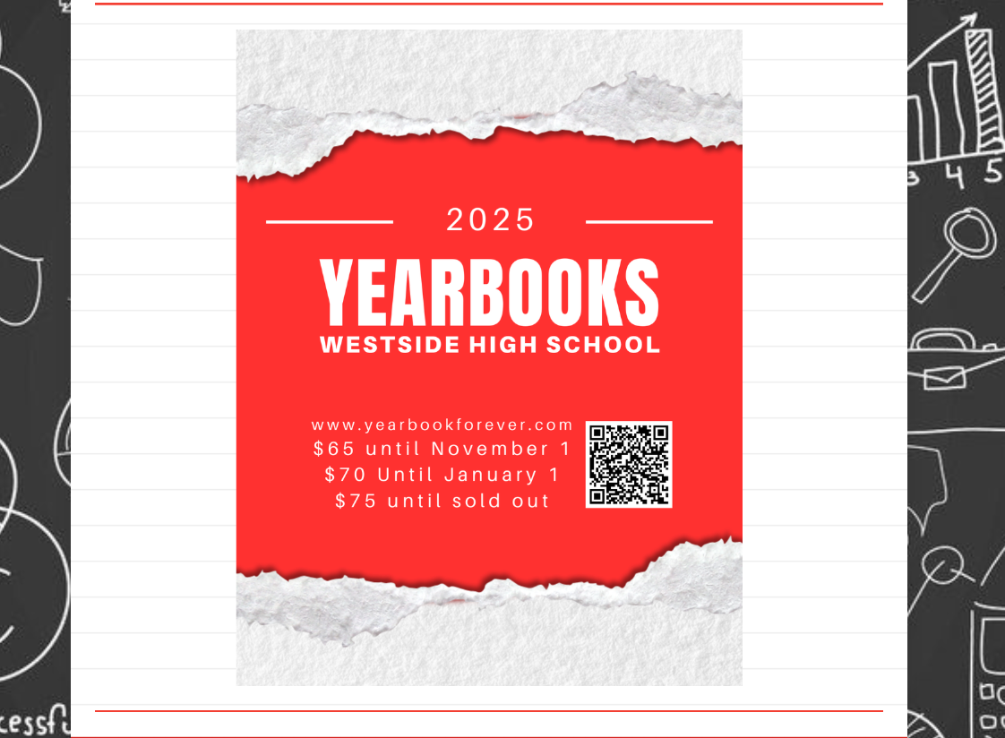 Graphic created to encourage parents and students to purchase a yearbook and where to buy one.