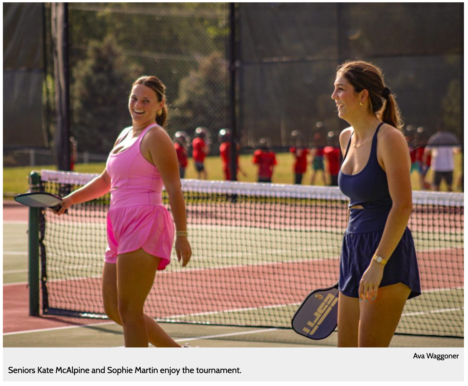 Pickle-Ball tournament story paired with a photo I took of the event. The photo was also included in the Yearbook.
