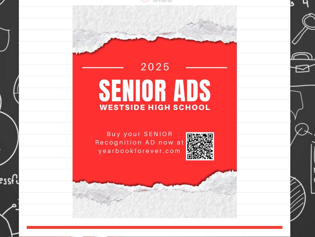 Graphic created to encourage parents and students to purchase a senior ad and where to buy one.