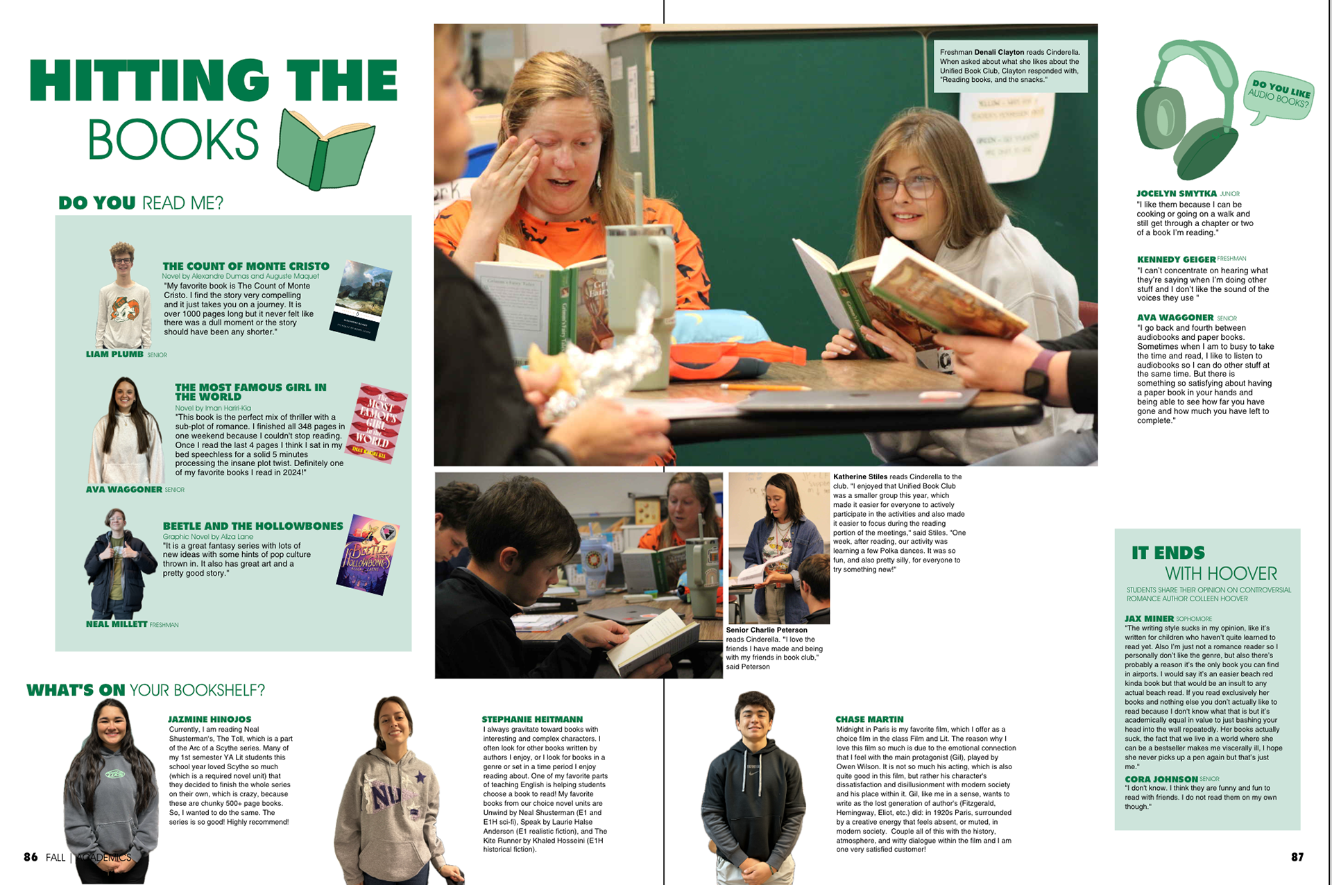 Spread in the 2024/2025 Shield Yearbook, Reading