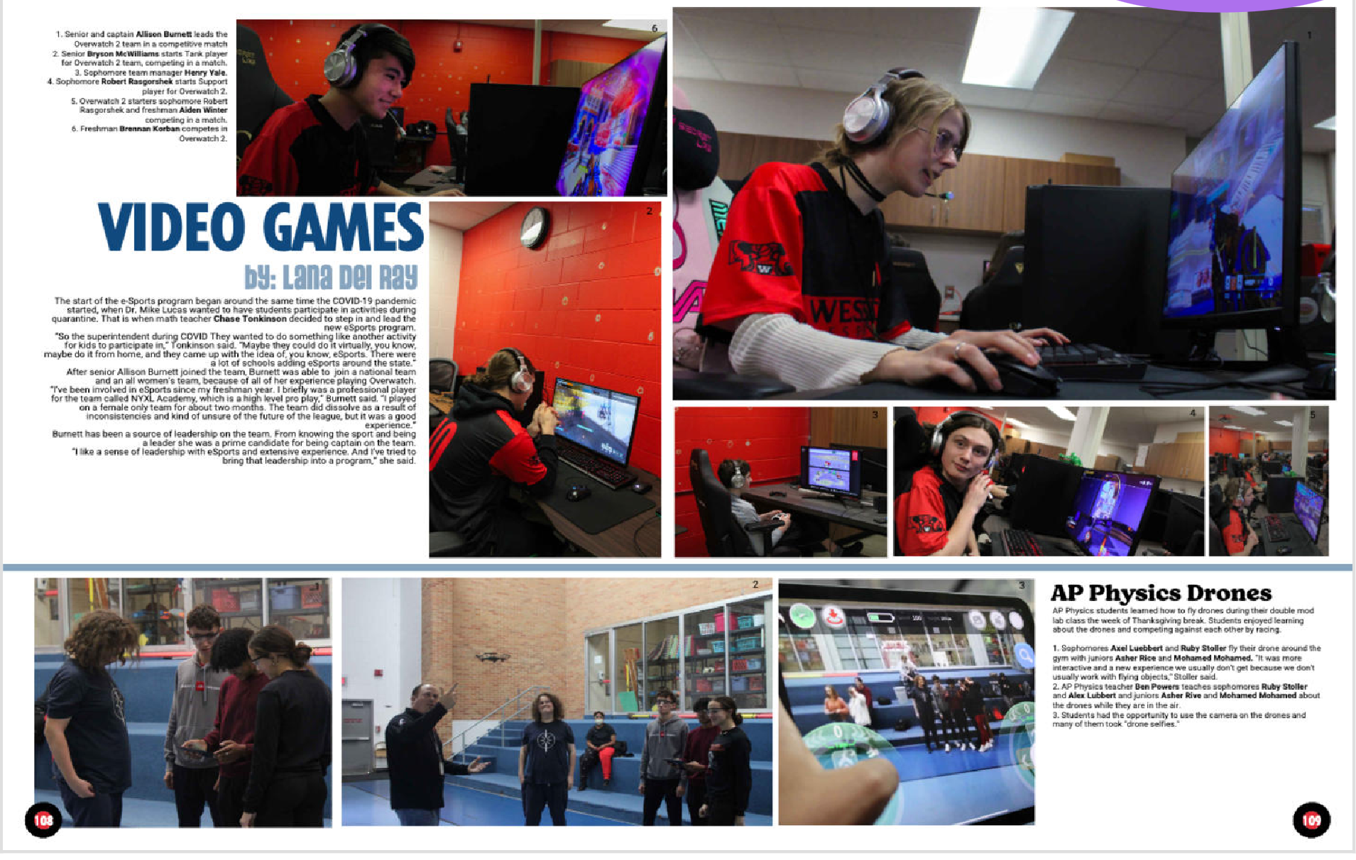 E-Sports and AP Physics Yearbook Spread