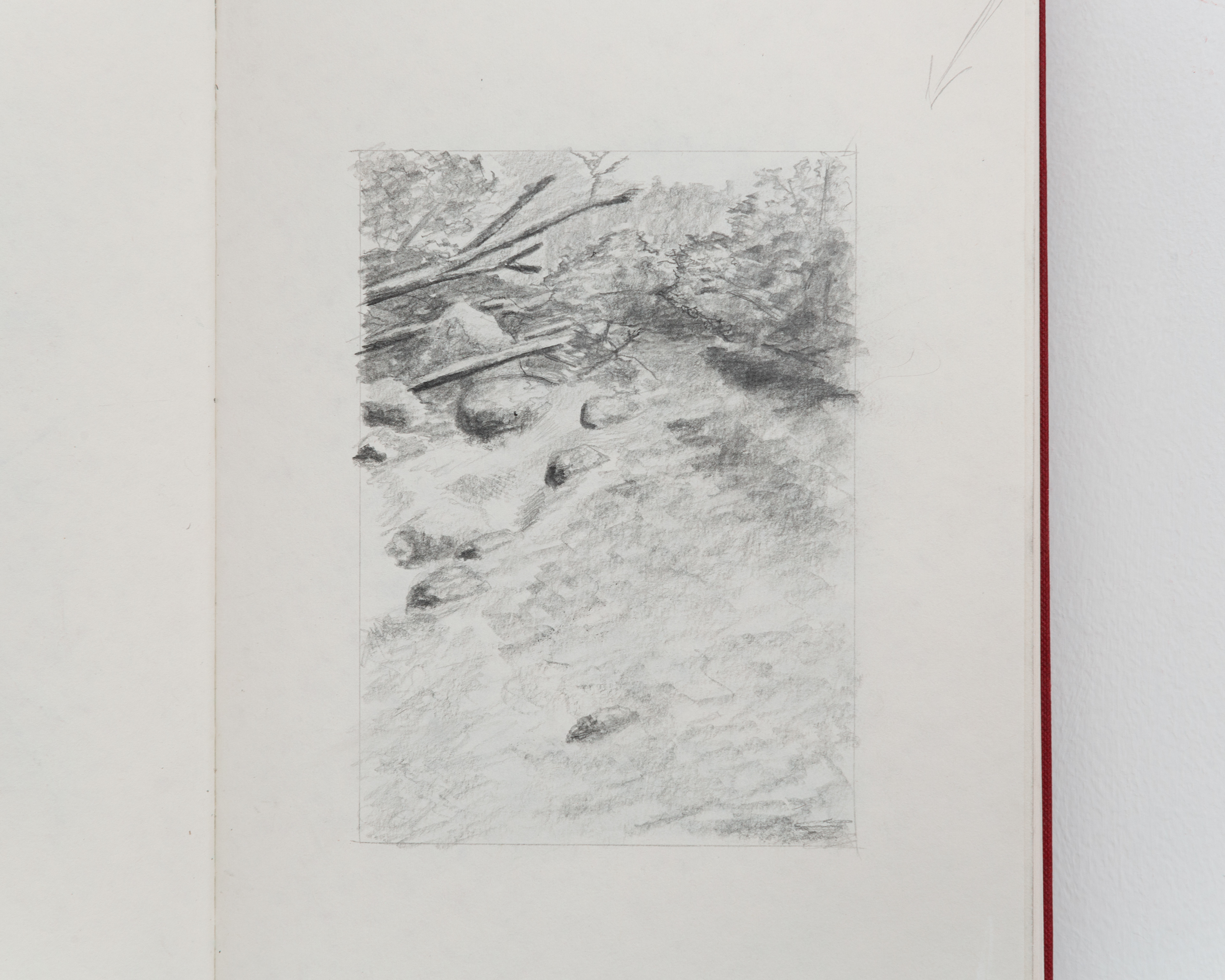 92.7km 2020 pencil drawing in sketch book, 30 x 43.5 x 1.5cm