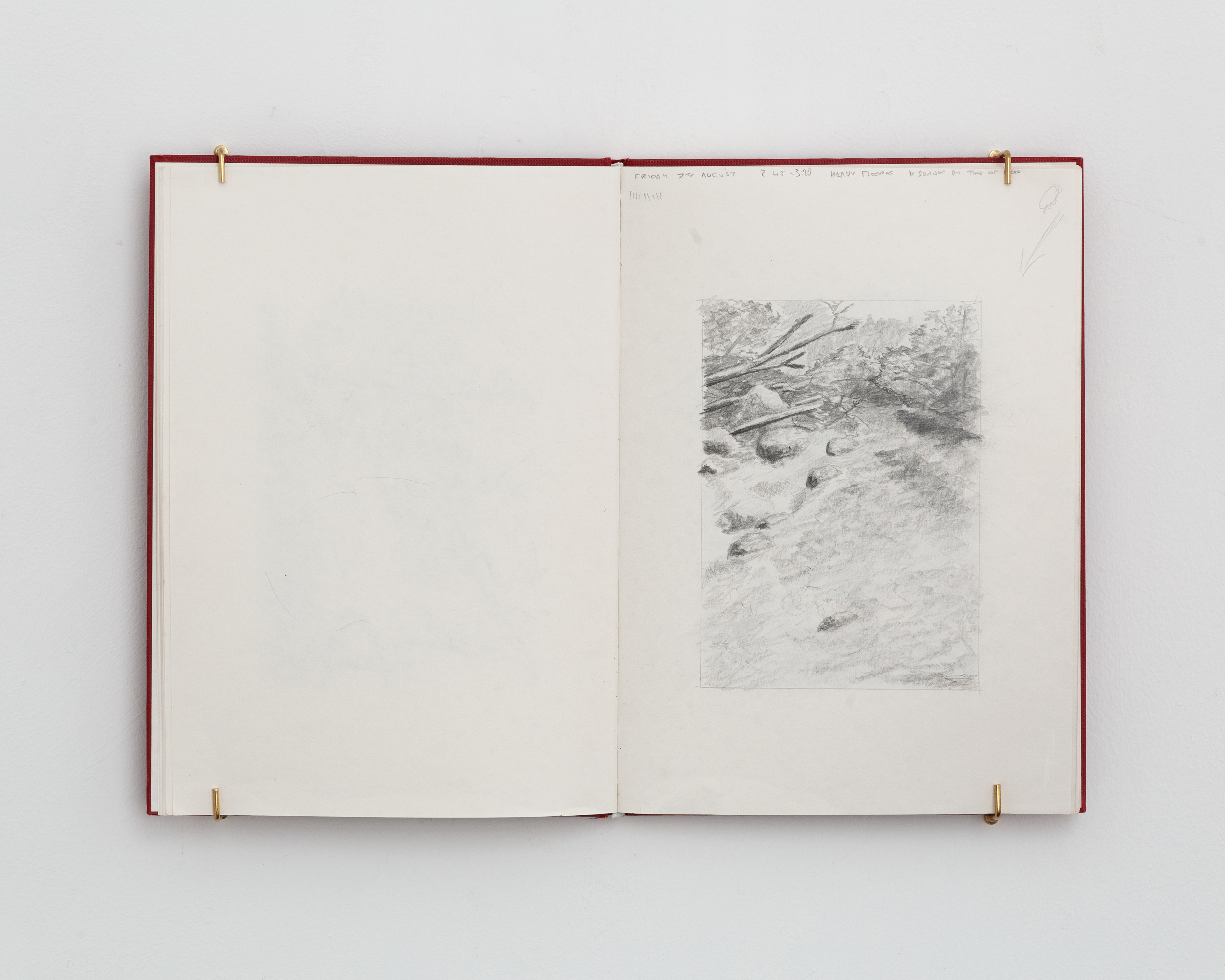 92.7km 2020 pencil drawing in sketch book, 30 x 43.5 x 1.5cm