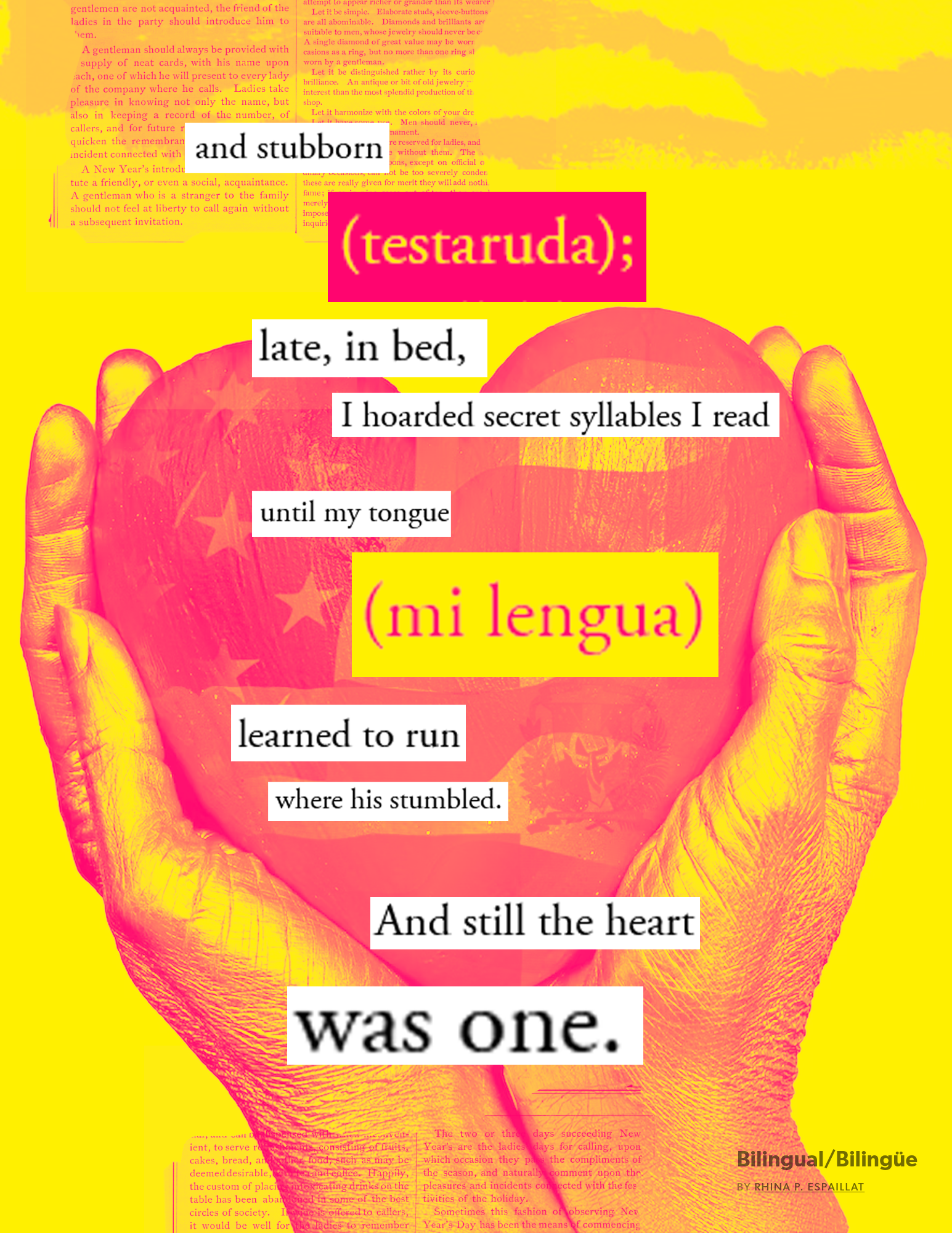 Bilingual/Bilingüe By Rhina P. Espaillat - Poem Visualization, 2022. Digital Collage.