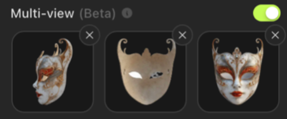 the result of AI generation of a 3d view using AI to generate multiple images from a single input