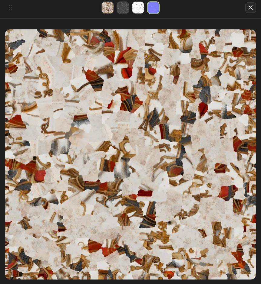 3d png of a uv mapped image made using AI generation for rendering in SideFX Houdini and Meshy3D