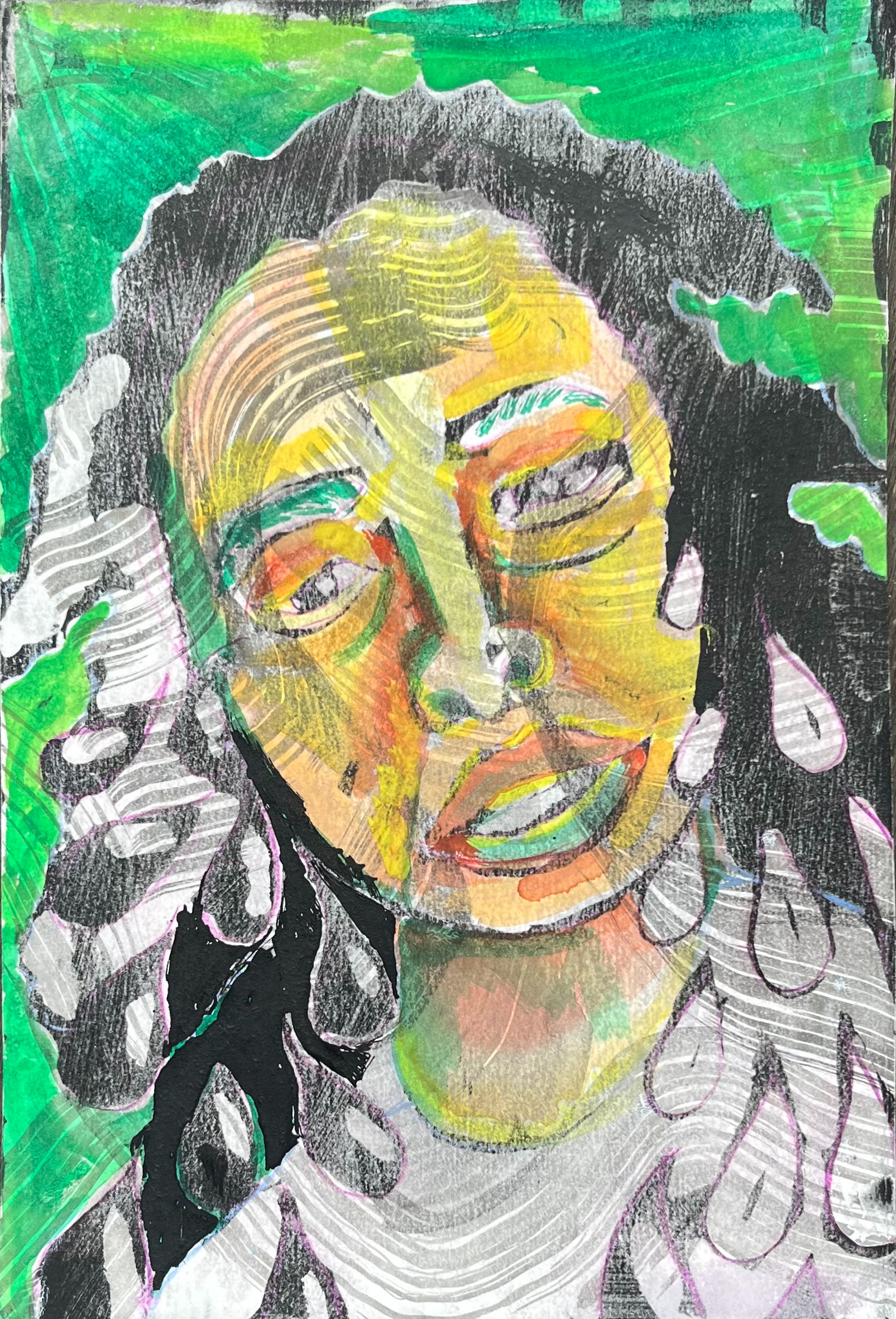 bisan. india ink and watercolor on paper. 2024