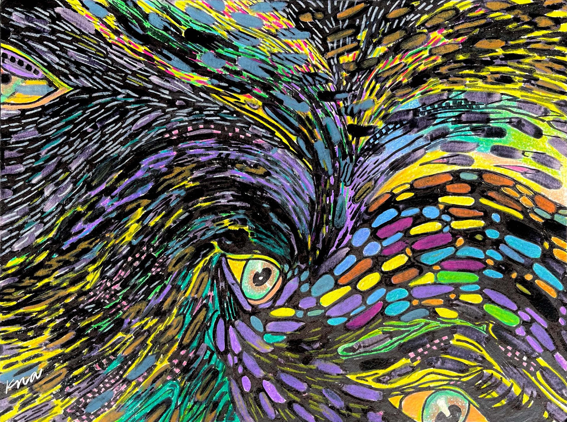 gaze. colored pencil, sharpie. 2024