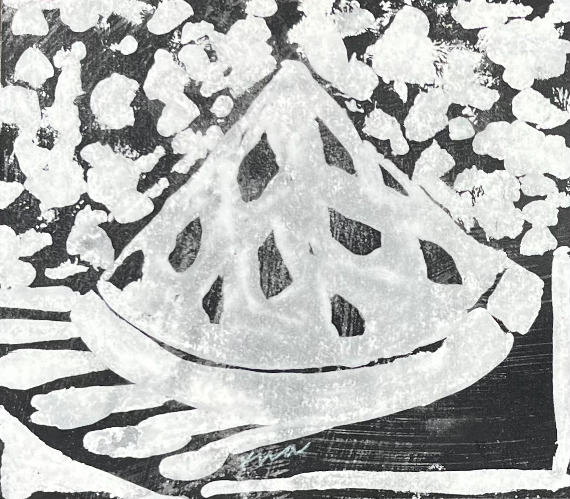 watermelon slice. india ink on paper. 2024