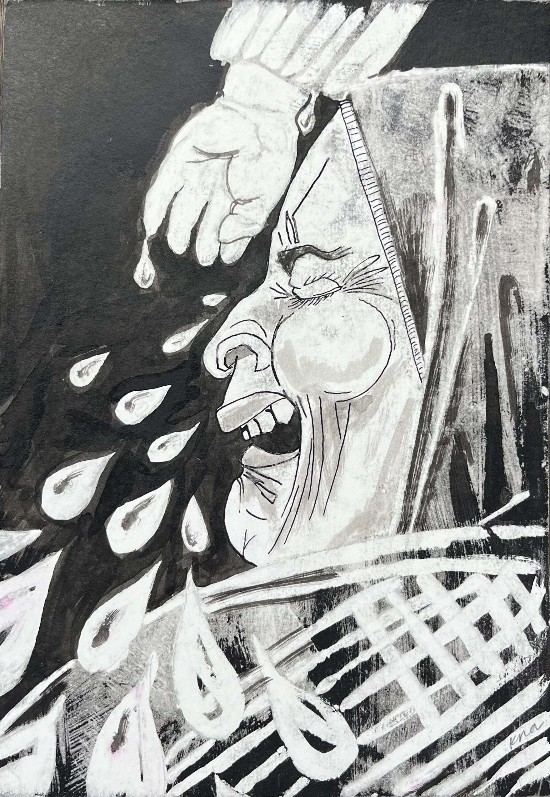crying autie. india ink on paper. 2024