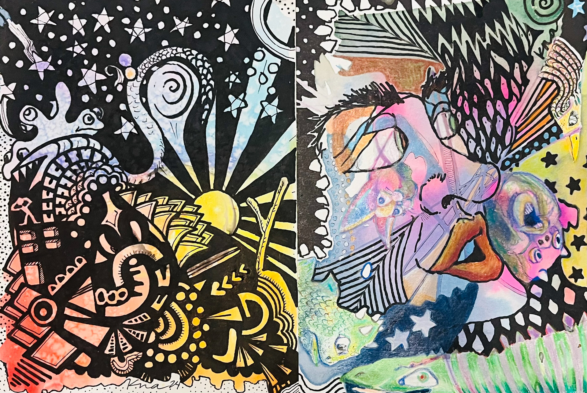 dreaming. ink & colored pencil. 2024