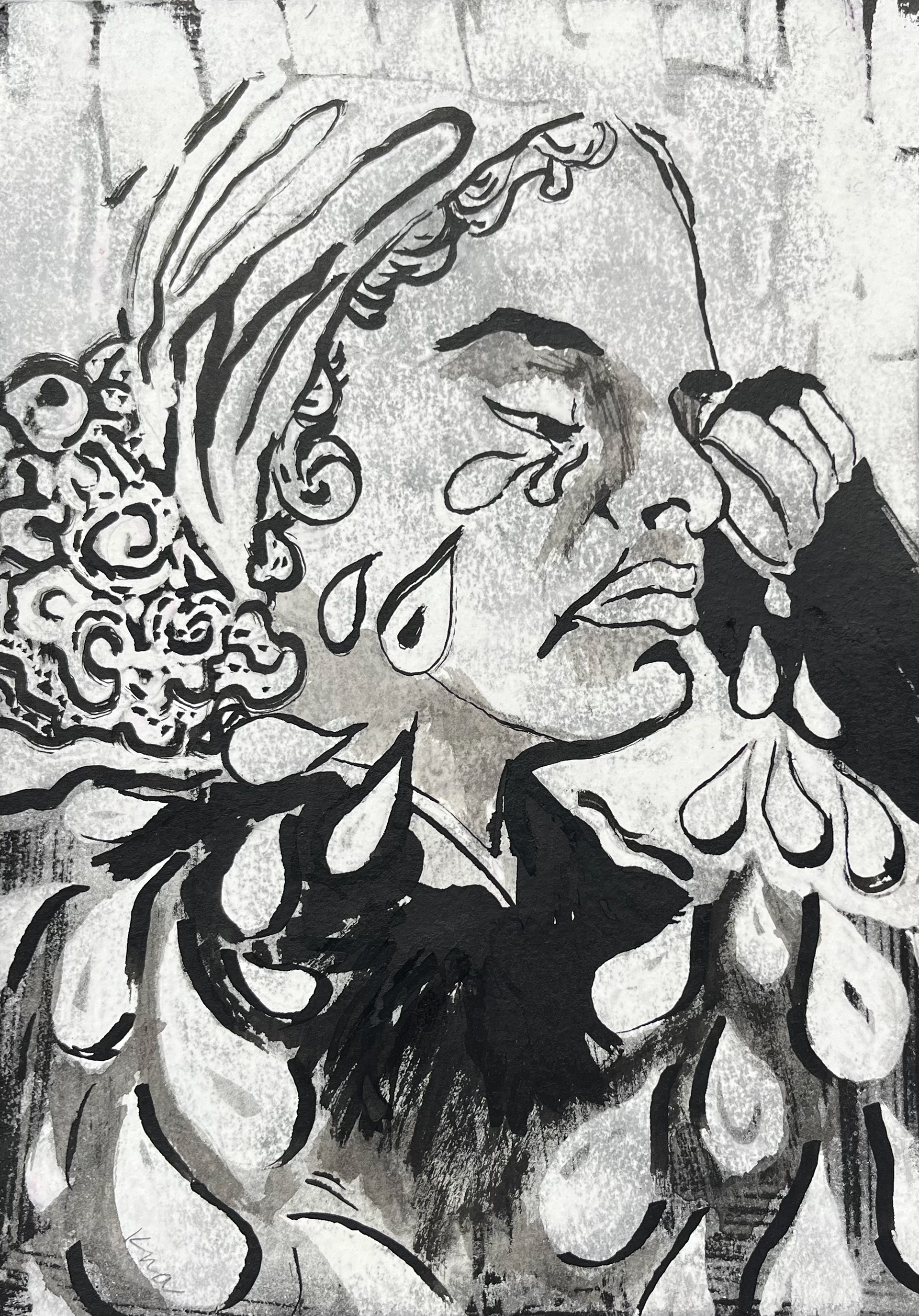 bisan reminisces. india ink on paper. 2024