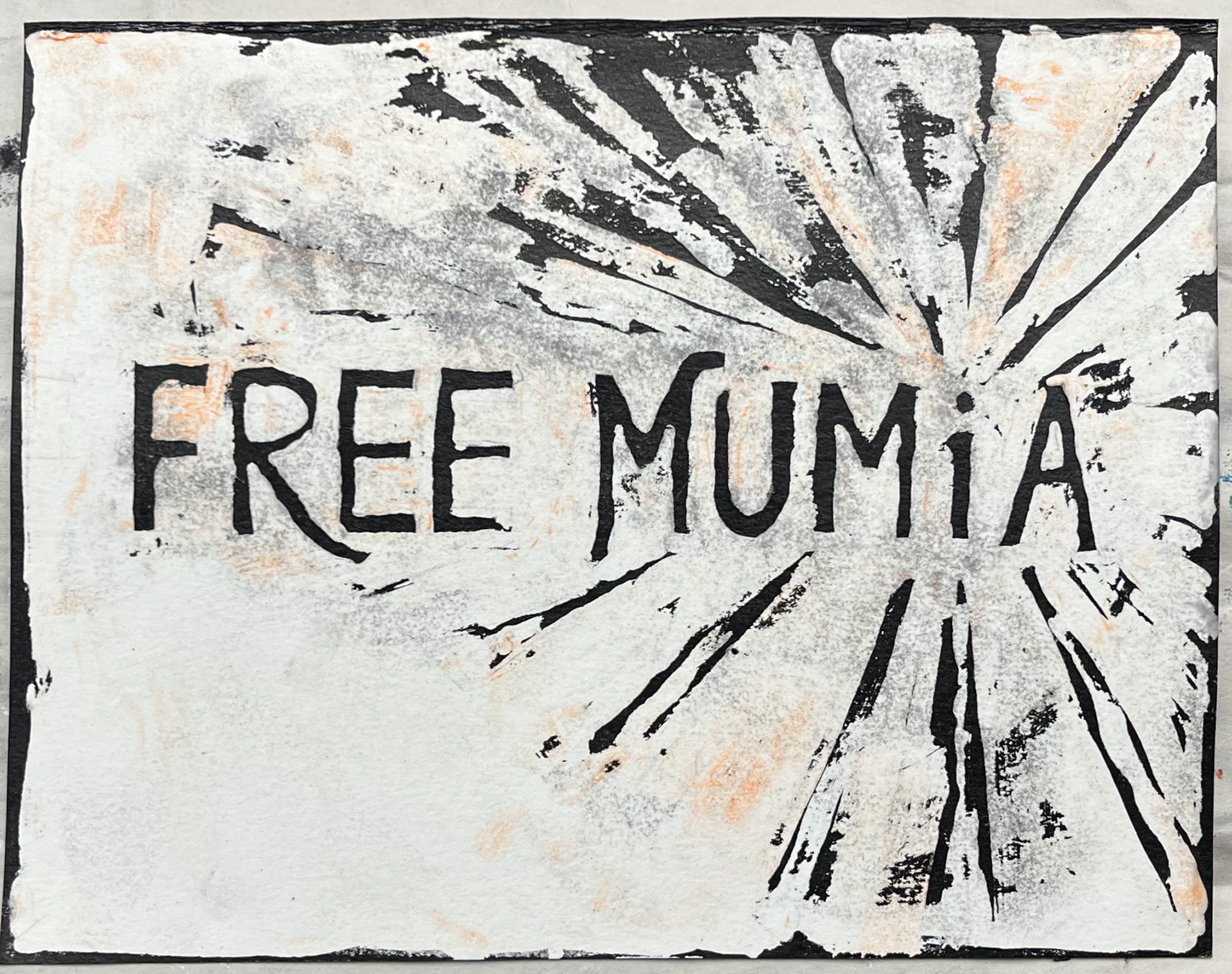 free mumia abu jamal. india ink on paper. 2024