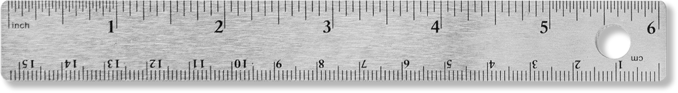 photograph of a 6-inch steel ruler.