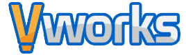 Vworks brand logo in a light theme, optimized for contrast on dark backgrounds.