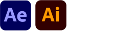 Adobe After Effects icon, animation and motion graphics software. Adobe Illustrator icon, vector graphic design tool.