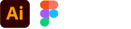 Adobe Illustrator icon, vector graphic design tool. Figma icon, collaborative web-based design tool for UI/UX design and prototyping.