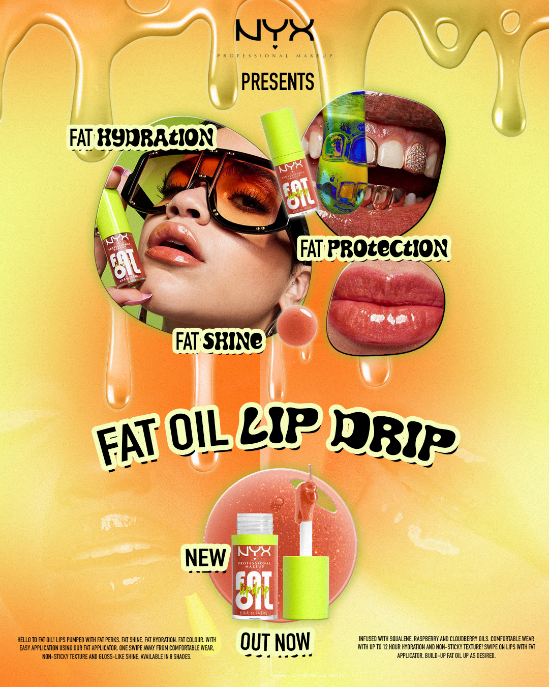 Nyx Fat Oil Lip Drip concept poster, Images from Nyx Cosmetics.