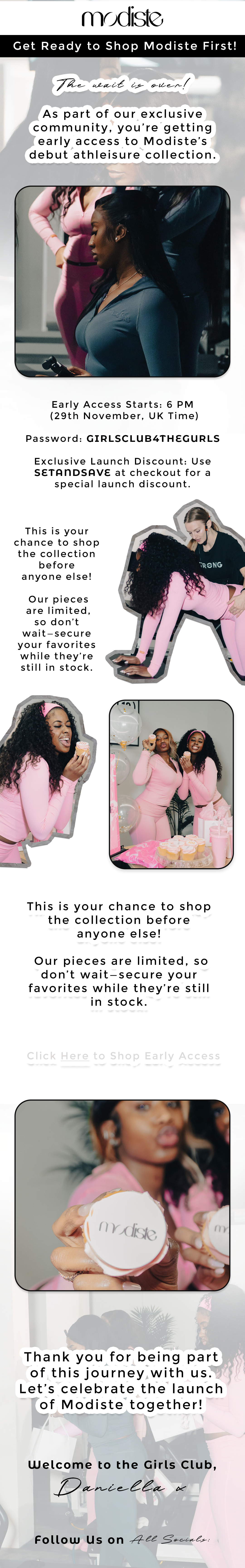 Freelance Email design @modistelabel.co designed on photoshop, sent through klaviyo