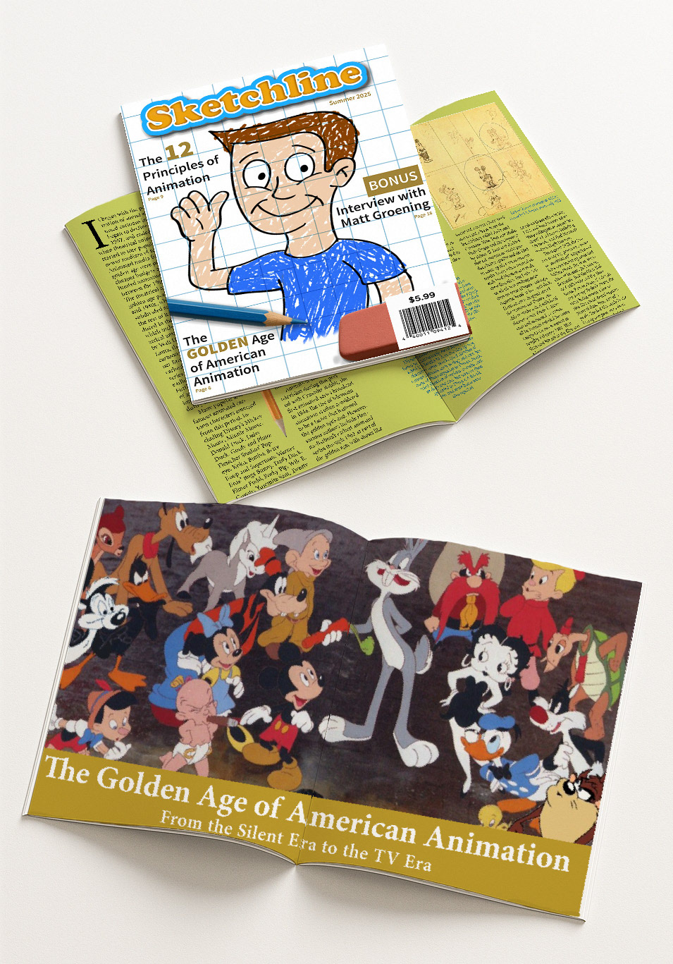 Magazine Cover and Spread Mock-Up