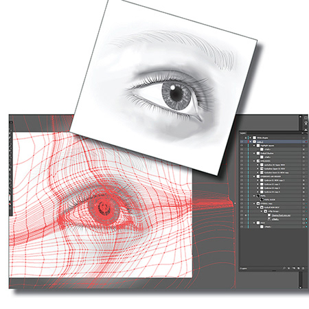Human eye drawn with Adobe Illustrator Gradient Mesh.