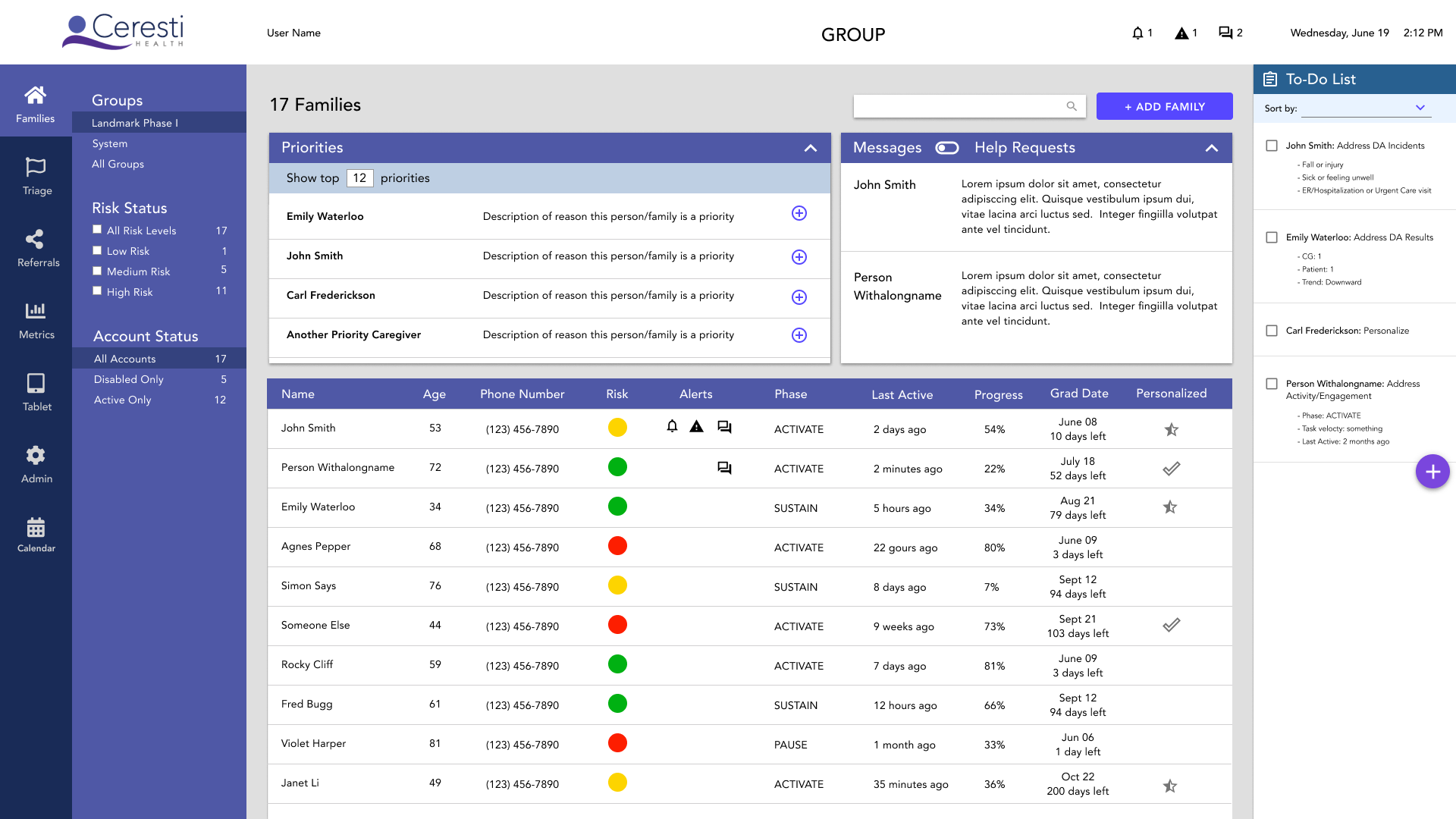 Redesigned Family List