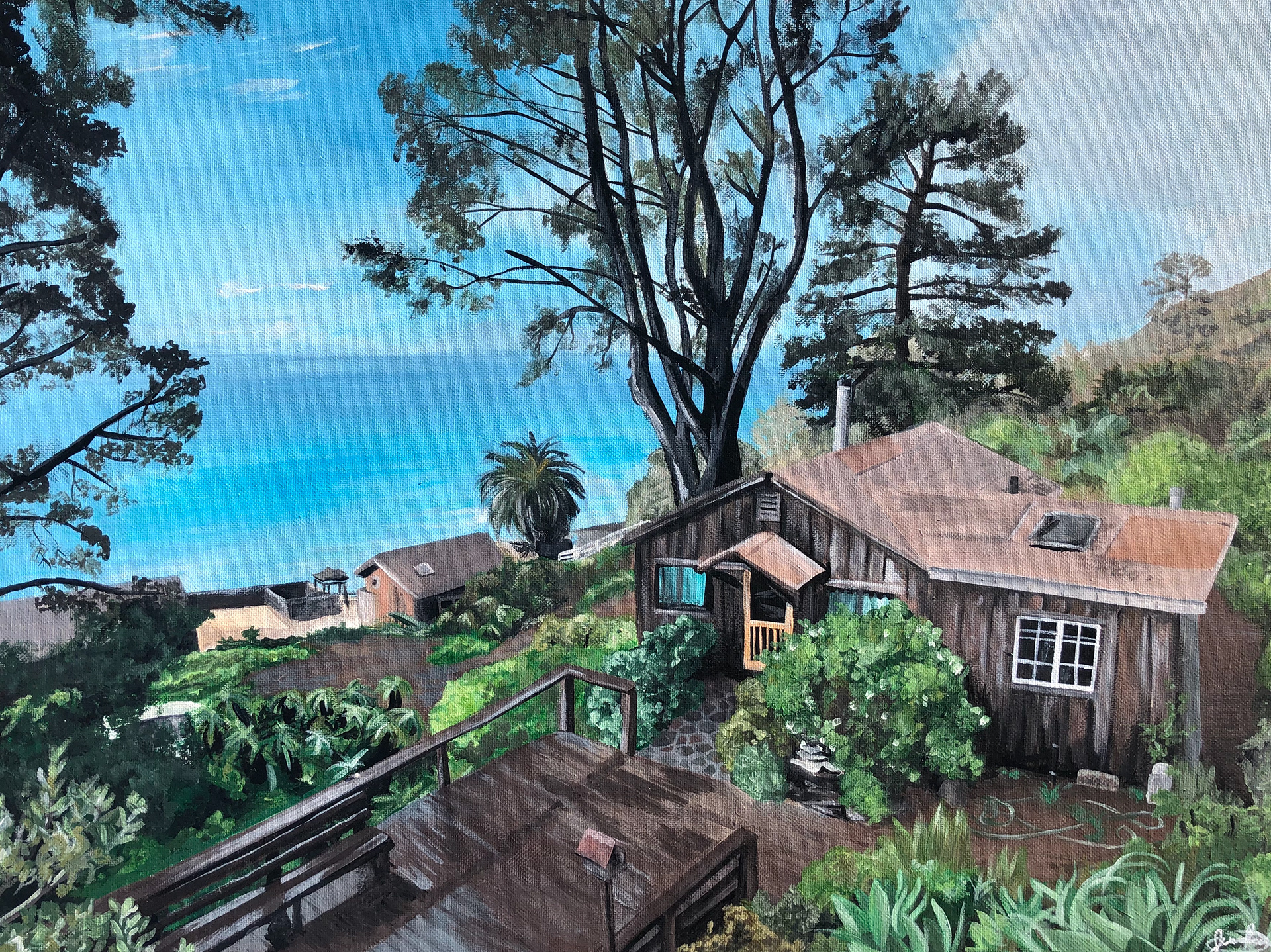 Tahoe Cabin, Acrylic, 16x20 in. (2020)