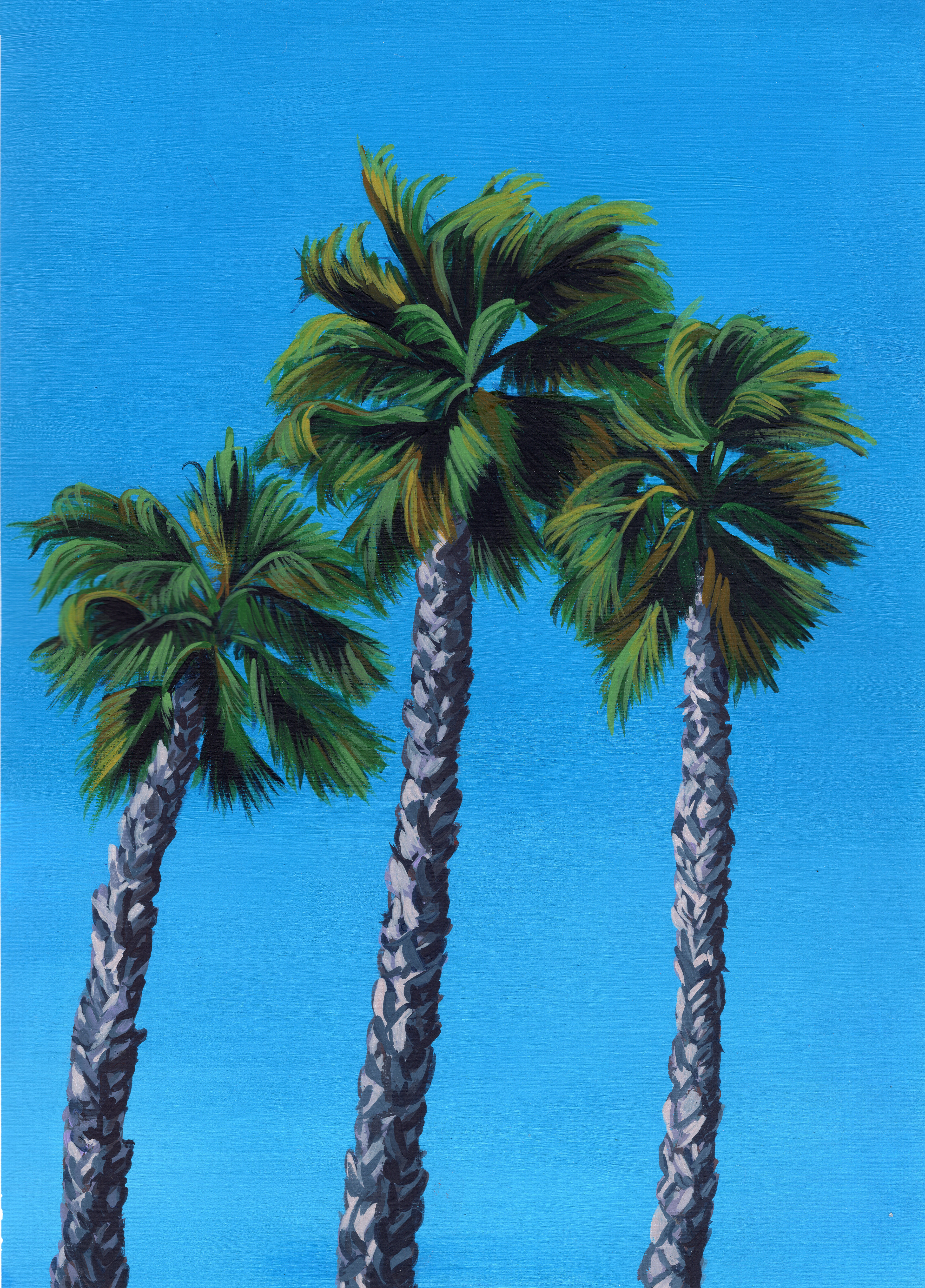 Palm Trees, Gouache on Acrylic, 9x12 in. (2024)