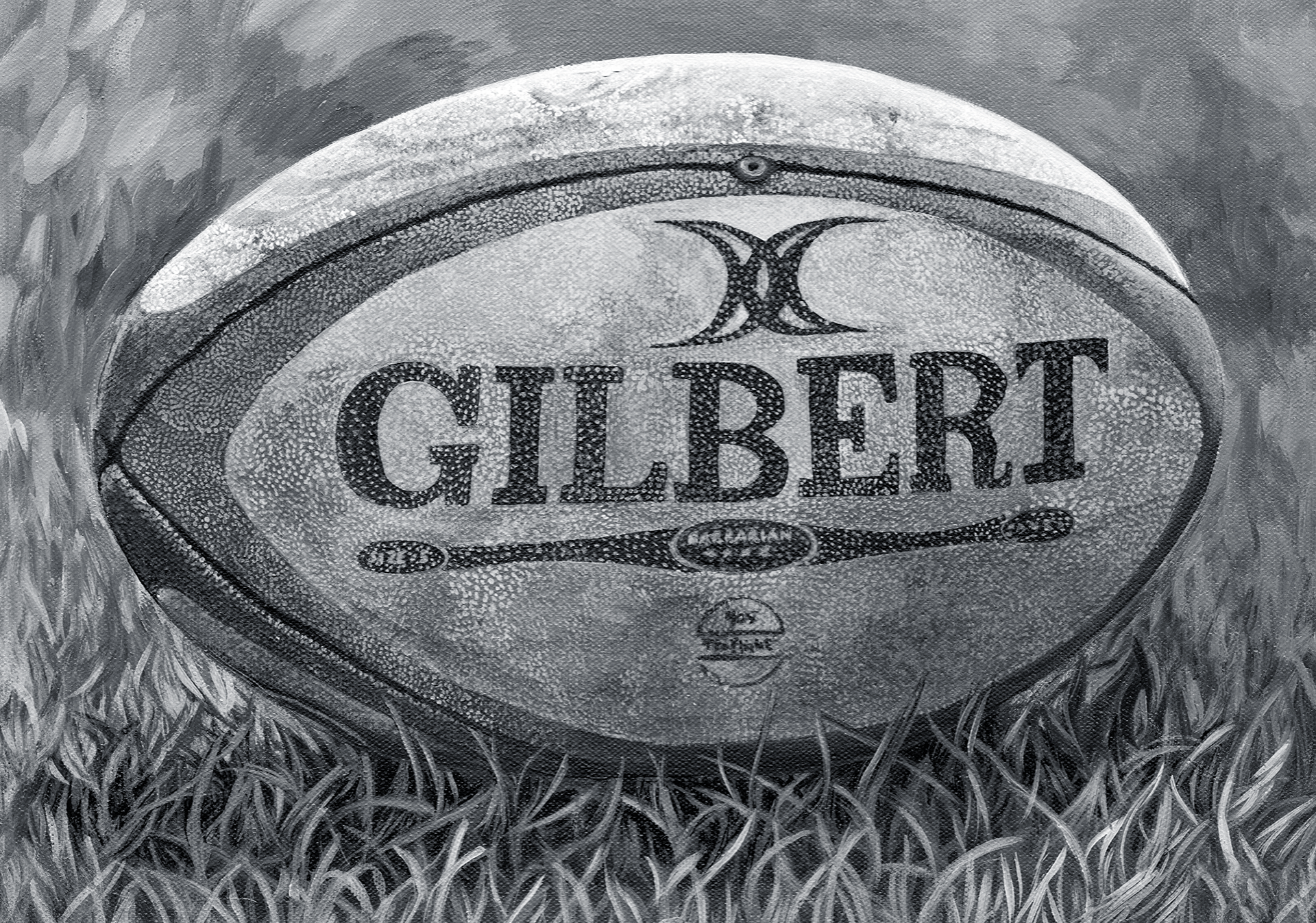 Rugby Ball, Acrylic, 12x16 in. (2023)