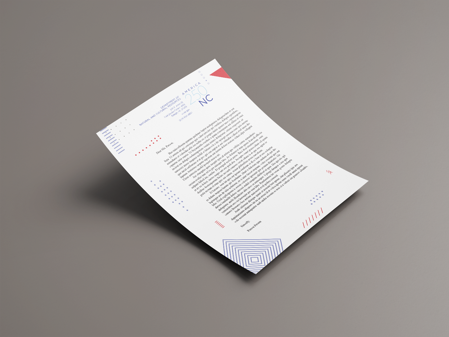 A floating document showing the letterhead template.