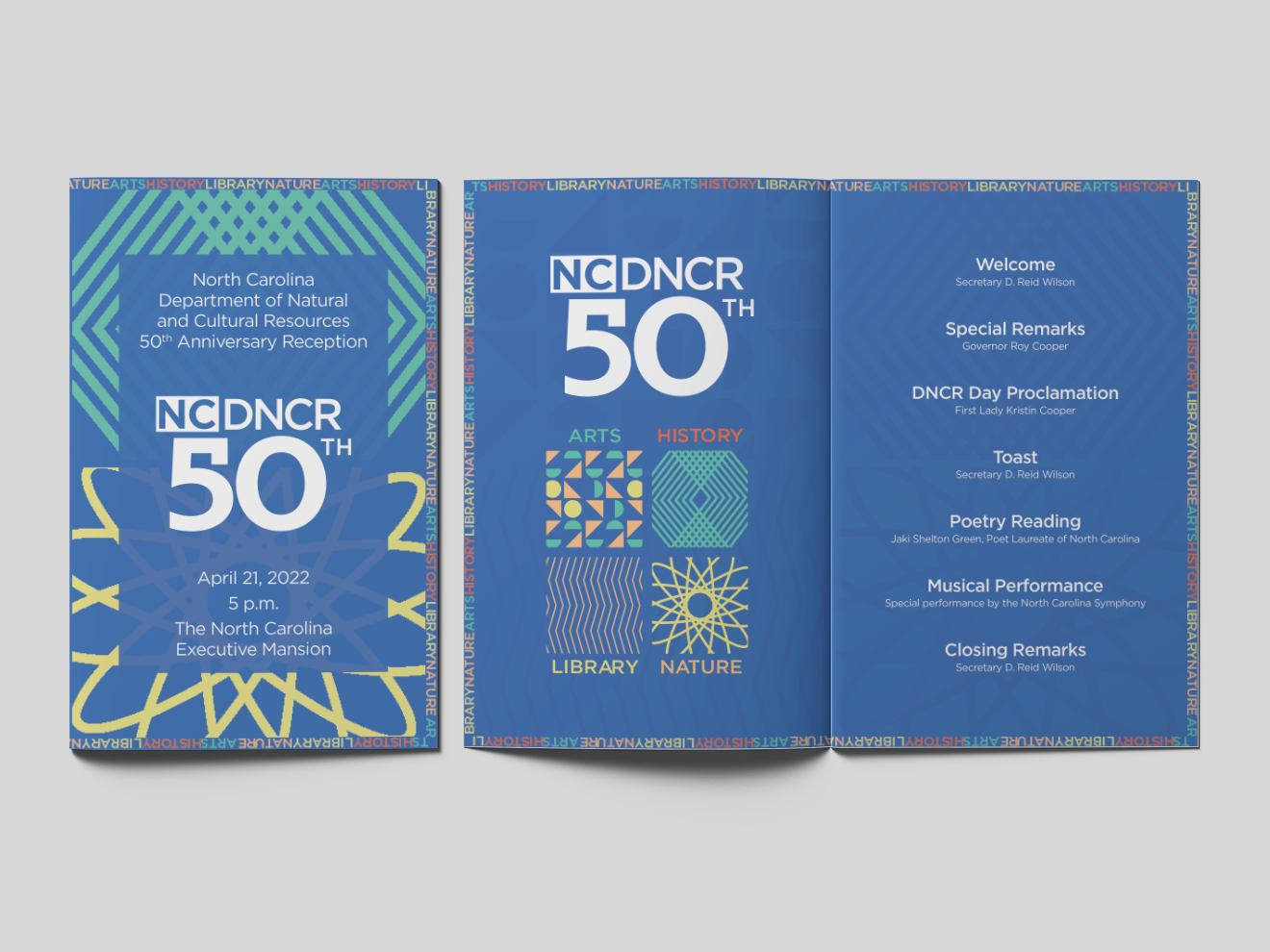 50th anniversary event brochure showing cover and inside spread.