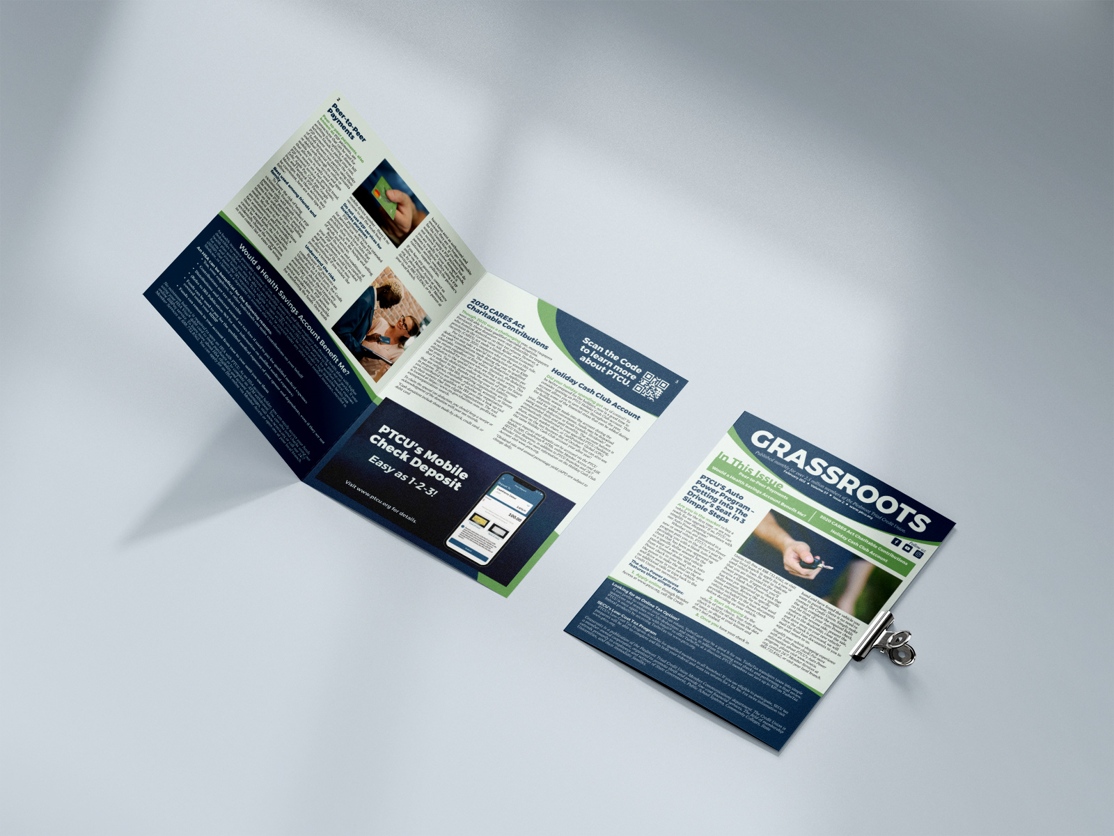 Interior spread and front cover of newsletter